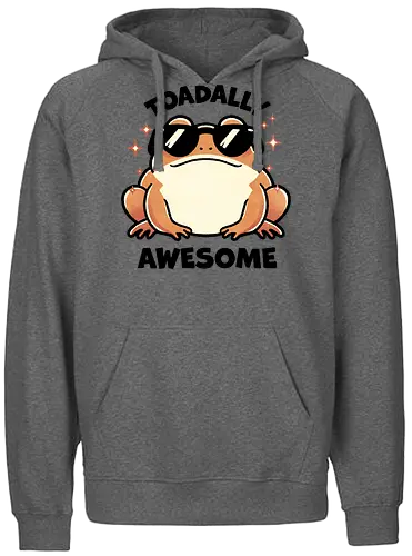 Toadally awesome - toad, frog, amphibian, nature, wildlife, cute toad, toad illustration, animal, forest, pond, cartoon toad, green toad, toad art, character design, nature lover, awesome, glasses, gangster, meme - Fairtrade Hoodie