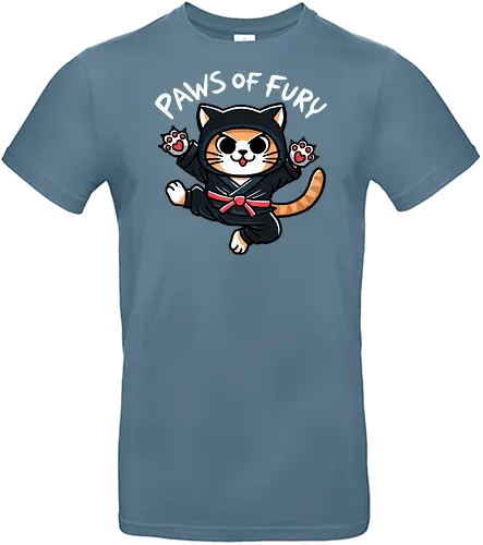 Paws of fury - clan, Japanese culture, character, animated, action, anime, cool, legend, silhouette, graphic design, feline, cute, playful, domestic cat, black cat, white cat, tabby, mammal, purring, meow, cat lover, Paws of fury, cat, cat, kitten, ninja, martial arts, stealth, fighting, samurai, warrior, pet, animal - Standard T-Shirt