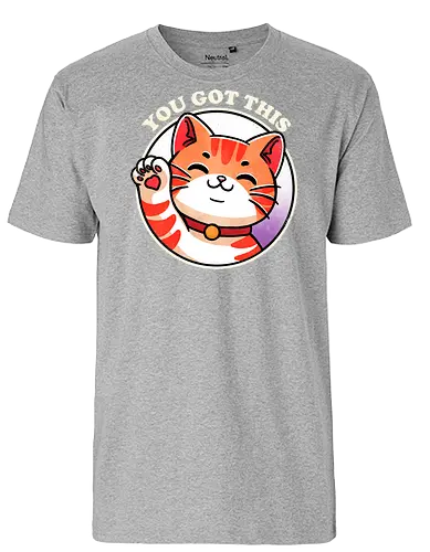 You got this cat - cat, kitten, feline, pet, animal, cute, tabby, domestic, animal lover, whiskers, black cat, funny cat, cat lover, meow, purring, positive, motivational, inspirational, uplifting, good vibes, self care, mindfulness, happiness, supportive, encouragement, growth, wellness, success, positivity, cheerful - Fairtrade T-Shirt