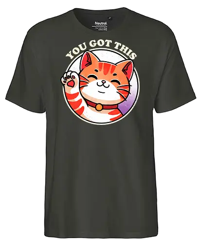 You got this cat - cat, kitten, feline, pet, animal, cute, tabby, domestic, animal lover, whiskers, black cat, funny cat, cat lover, meow, purring, positive, motivational, inspirational, uplifting, good vibes, self care, mindfulness, happiness, supportive, encouragement, growth, wellness, success, positivity, cheerful - Fairtrade T-Shirt