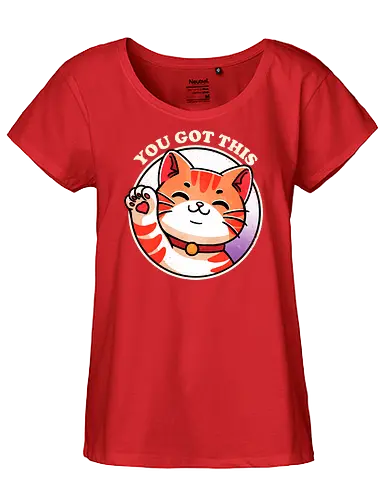 You got this cat - cat, kitten, feline, pet, animal, cute, tabby, domestic, animal lover, whiskers, black cat, funny cat, cat lover, meow, purring, positive, motivational, inspirational, uplifting, good vibes, self care, mindfulness, happiness, supportive, encouragement, growth, wellness, success, positivity, cheerful - Fairtrade Girl Shirt