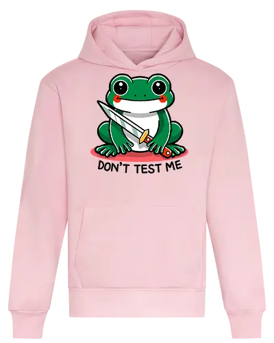 Don't test me - frog, animal, nature, green, wildlife, reptile, amphibian, cute, funny, pond, character, cartoon, illustration, knife, aggresive frog, eco, environment - Heavyweight Hoodie
