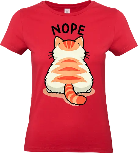 Nope cat - nope, cat, funny, humor, illustration, pet, animal, meme, sassy, attitude - Standard T-Shirt (Women)