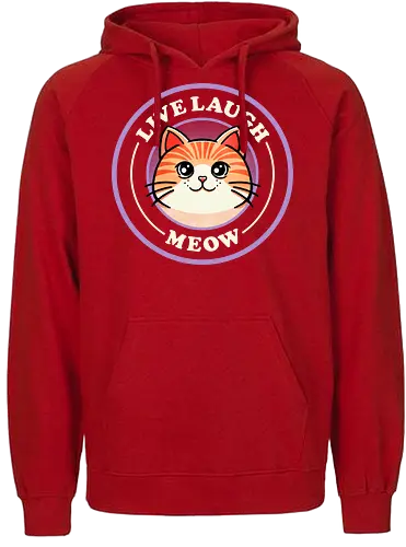 Live laugh meow - love, laugh, meow, cat, pet, cute, funny, joy, happiness, playful, feline, whiskers, kitten, animal, pet lover - Fairtrade Hoodie