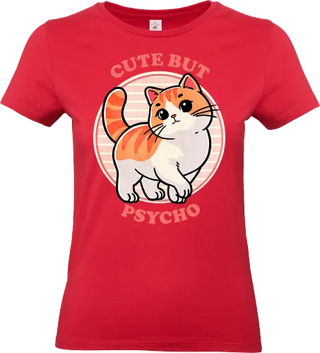 Cute but psycho - sweet, charming, psycho, psychology, mental health, mind, emotional, abstract, character, art, cute, adorable, illustration, dark art, crazy, portrait, surreal, conceptual, trippy, lovable, pleasing, endearing, kawaii, whimsical, playful, precious, fun, delightful, friendly, happy, cat, sassy - Standard T-Shirt (Women)