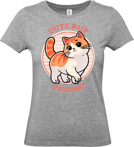 Cute but psycho - sweet, charming, psycho, psychology, mental health, mind, emotional, abstract, character, art, cute, adorable, illustration, dark art, crazy, portrait, surreal, conceptual, trippy, lovable, pleasing, endearing, kawaii, whimsical, playful, precious, fun, delightful, friendly, happy, cat, sassy - Standard T-Shirt (Women)