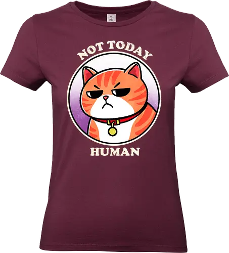 Not today Human - not today, sassy, attitude, funny, humor, sarcasm, statement, quote, typography, design, graphic, meme, meow, vintage, retro, casual, cat, kitten, feline, pet, animal, cute, adorable, cat lover, tabby, domestic cat, pet lover, whiskers, purring, playful - Standard T-Shirt (Women)