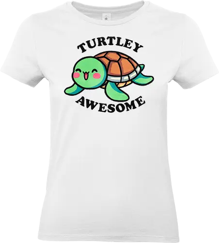Turtley awesome - turtle, sea turtle, marine life, wildlife, ocean, aquatic, nature, animal, awesome, great, fantastic, cool, amazing, incredible, wow, unbelievable, epic, remarkable, impressive, inspiring, creative, brilliant, original, reptile, shell, tropical, cute, ocean life, environment, punny, pun, funny - Standard T-Shirt (Women)