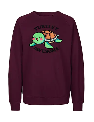Turtley awesome - turtle, sea turtle, marine life, wildlife, ocean, aquatic, nature, animal, awesome, great, fantastic, cool, amazing, incredible, wow, unbelievable, epic, remarkable, impressive, inspiring, creative, brilliant, original, reptile, shell, tropical, cute, ocean life, environment, punny, pun, funny - Fairtrade Sweatshirt