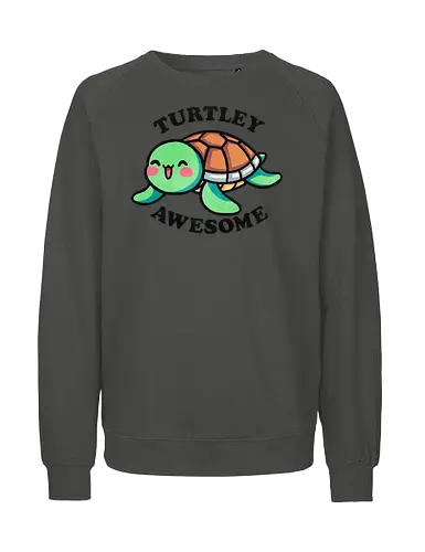 Turtley awesome - turtle, sea turtle, marine life, wildlife, ocean, aquatic, nature, animal, awesome, great, fantastic, cool, amazing, incredible, wow, unbelievable, epic, remarkable, impressive, inspiring, creative, brilliant, original, reptile, shell, tropical, cute, ocean life, environment, punny, pun, funny - Fairtrade Sweatshirt