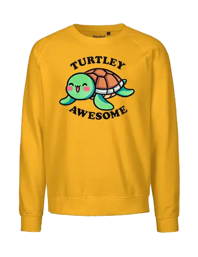 Turtley awesome - turtle, sea turtle, marine life, wildlife, ocean, aquatic, nature, animal, awesome, great, fantastic, cool, amazing, incredible, wow, unbelievable, epic, remarkable, impressive, inspiring, creative, brilliant, original, reptile, shell, tropical, cute, ocean life, environment, punny, pun, funny - Fairtrade Sweatshirt
