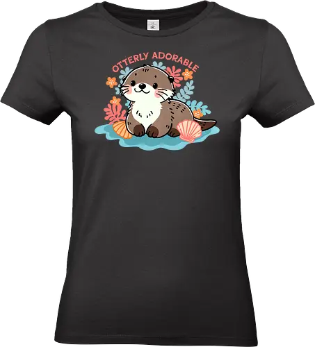 Otterly adorable - cute, funny, furry, character, pun, punny, puns, fun, funny, otter, adorable, cute, animal, sea, mammal, water, playful, nature, wildlife, ocean, illustration - Standard T-Shirt (Women)