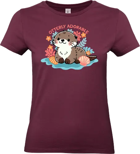 Otterly adorable - cute, funny, furry, character, pun, punny, puns, fun, funny, otter, adorable, cute, animal, sea, mammal, water, playful, nature, wildlife, ocean, illustration - Standard T-Shirt (Women)