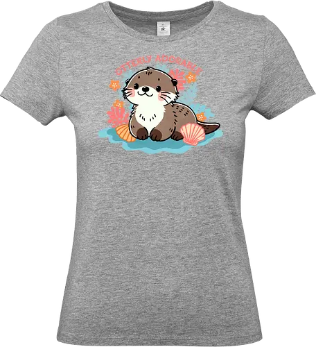 Otterly adorable - cute, funny, furry, character, pun, punny, puns, fun, funny, otter, adorable, cute, animal, sea, mammal, water, playful, nature, wildlife, ocean, illustration - Standard T-Shirt (Women)
