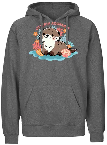 Otterly adorable - cute, funny, furry, character, pun, punny, puns, fun, funny, otter, adorable, cute, animal, sea, mammal, water, playful, nature, wildlife, ocean, illustration - Fairtrade Hoodie