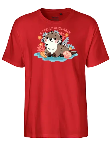 Otterly adorable - cute, funny, furry, character, pun, punny, puns, fun, funny, otter, adorable, cute, animal, sea, mammal, water, playful, nature, wildlife, ocean, illustration - Fairtrade T-Shirt
