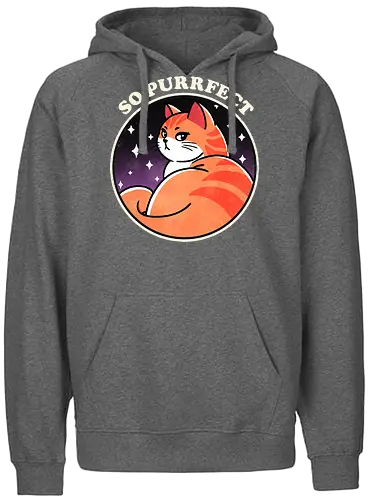 So purrfect - cat, cute, kitten, feline, pet, animal, puns, purr, funny, funny cat, whiskers, adorable, purrfection, humor, pet lover, cat lover - Fairtrade Hoodie