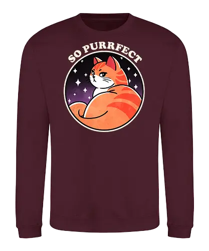 So purrfect - cat, cute, kitten, feline, pet, animal, puns, purr, funny, funny cat, whiskers, adorable, purrfection, humor, pet lover, cat lover - Sweatshirt
