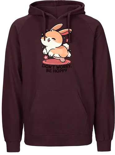 Be hoppy Rabbit  - rabbit, hop, bunny, animal, cute, nature, pets, easter, illustration, funny, cartoon, wildlife, grass, playful, spring - Fairtrade Hoodie