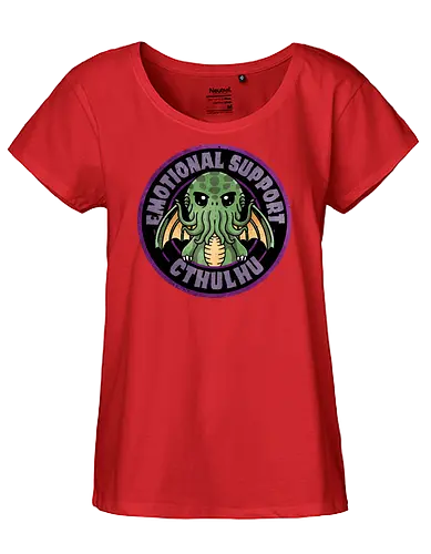 Emotional support cthulhu - nerdy, whimsical, gift, anime, fantasy, cthulhu, emotional support, lovecraftian, funny, monster, horror, dark art, illustration, mythology, cute - Fairtrade Girl Shirt