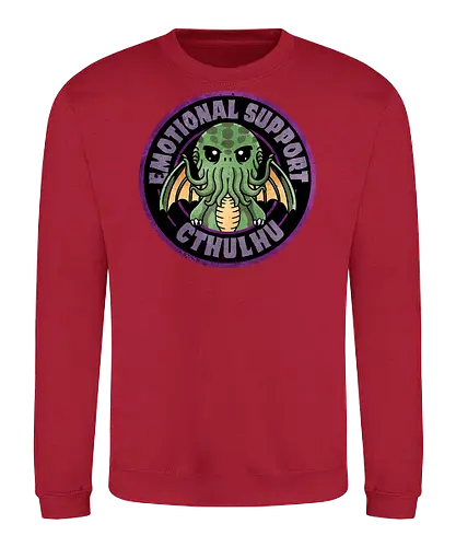Emotional support cthulhu - nerdy, whimsical, gift, anime, fantasy, cthulhu, emotional support, lovecraftian, funny, monster, horror, dark art, illustration, mythology, cute - Sweatshirt