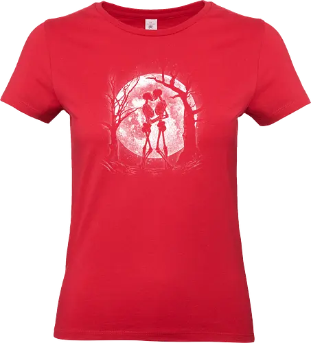 Moonlight Lovers - undead, zombie, horror, creepy, Paranormal, gothic, dark, monsters, skull, death, nightmare, occult, dreamy, couple, cosmic, sentimental, mythology, fantasy, creature, moon, love, romance, night, sky, stars, celestial, heart, astrology, nature, whimsical - Standard T-Shirt (Women)