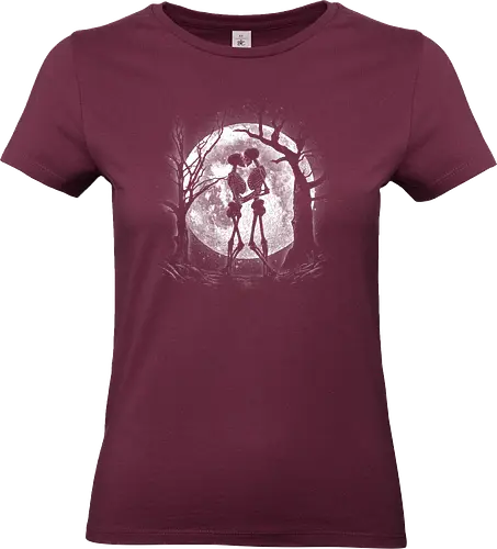 Moonlight Lovers - undead, zombie, horror, creepy, Paranormal, gothic, dark, monsters, skull, death, nightmare, occult, dreamy, couple, cosmic, sentimental, mythology, fantasy, creature, moon, love, romance, night, sky, stars, celestial, heart, astrology, nature, whimsical - Standard T-Shirt (Women)