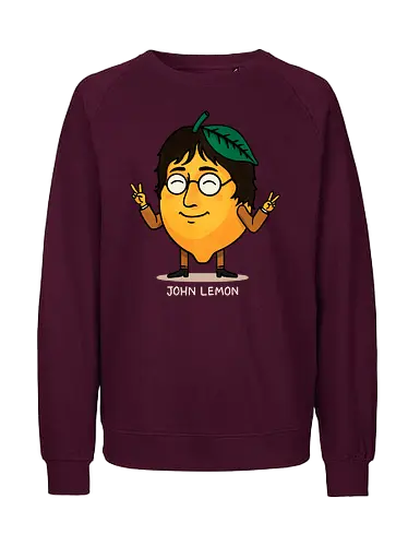 John Lemon - puns, pun, fruit, john lennon, lemon, music, musician, legend, icon, psychedelic, rock, beatles, pop art, illustration, retro, portrait, yellow, creative - Fairtrade Sweatshirt