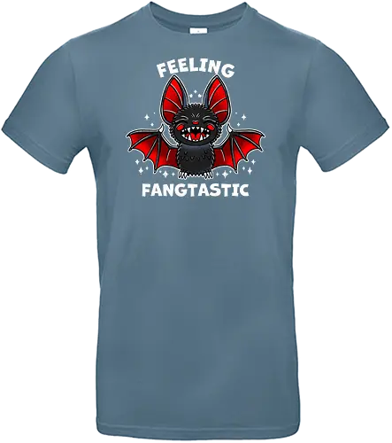 Feeling Fangtastic Bat - Fangtastic Bat, bat, fantasy, halloween, creature, mythical, fangs, spooky, illustration, dark, cute, whimsical, animal, gothic, night, vector - Standard T-Shirt