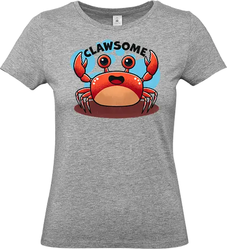 Clawsome Crab  - crab, awesome, seafood, ocean, marine life, beach, funny crab, colorful crab, sea creature, aquatic art, tropical, beach life, animal illustration, crustacean, nature, punny, pun, funny - Standard T-Shirt (Women)