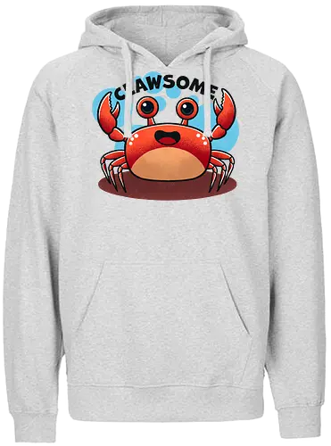 Clawsome Crab  - crab, awesome, seafood, ocean, marine life, beach, funny crab, colorful crab, sea creature, aquatic art, tropical, beach life, animal illustration, crustacean, nature, punny, pun, funny - Fairtrade Hoodie