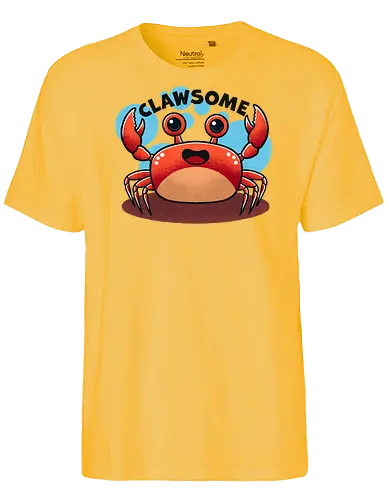 Clawsome Crab  - crab, awesome, seafood, ocean, marine life, beach, funny crab, colorful crab, sea creature, aquatic art, tropical, beach life, animal illustration, crustacean, nature, punny, pun, funny - Fairtrade T-Shirt