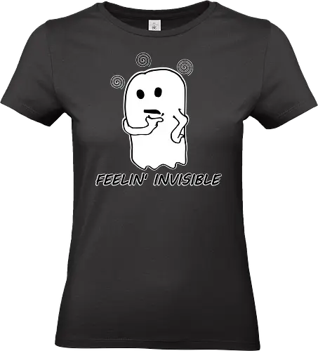 Feeling Invisible (Unsichtbar fühlen) - Geist, unsichtbar, süß, Cartoon, minimalistisch, emotional, nachdenklich, spooky, Gespenst, süßer Geist, einzigartig, verspielt, cute, kawaii, niedlich, charmant, gruselig, Gefühle, lustig, relatable, Halloween, Spuk - Standard T-Shirt (Women)