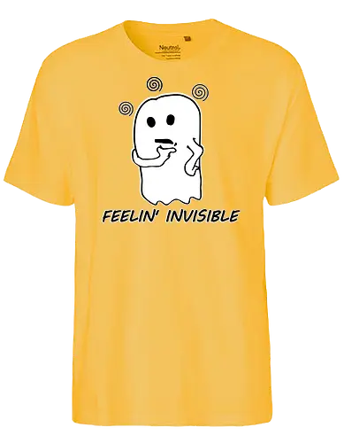 Feeling Invisible (Unsichtbar fühlen) - Geist, unsichtbar, süß, Cartoon, minimalistisch, emotional, nachdenklich, spooky, Gespenst, süßer Geist, einzigartig, verspielt, cute, kawaii, niedlich, charmant, gruselig, Gefühle, lustig, relatable, Halloween, Spuk - Fairtrade T-Shirt