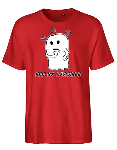 Feeling Invisible (Unsichtbar fühlen) - Geist, unsichtbar, süß, Cartoon, minimalistisch, emotional, nachdenklich, spooky, Gespenst, süßer Geist, einzigartig, verspielt, cute, kawaii, niedlich, charmant, gruselig, Gefühle, lustig, relatable, Halloween, Spuk - Fairtrade T-Shirt