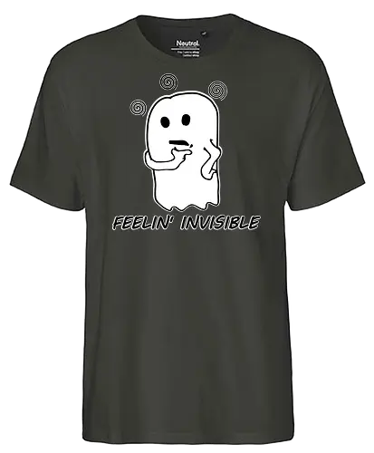 Feeling Invisible (Unsichtbar fühlen) - Geist, unsichtbar, süß, Cartoon, minimalistisch, emotional, nachdenklich, spooky, Gespenst, süßer Geist, einzigartig, verspielt, cute, kawaii, niedlich, charmant, gruselig, Gefühle, lustig, relatable, Halloween, Spuk - Fairtrade T-Shirt