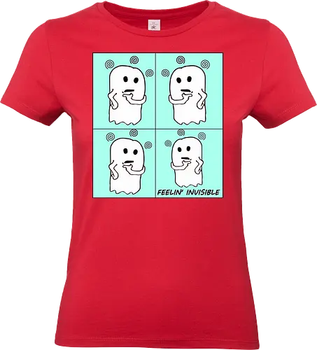 Feeling Invisibile - Comics Version (Unsichtbar fühlen) - Geist, unsichtbar, süß, Cartoon, minimalistisch, niedlich, charmant, gruselig, Gefühle, lustig, relatable, Halloween, Spuk, emotional, nachdenklich, spooky, Gespenst, süßer Geist, einzigartig, verspielt, cute, kawaii, comics - Standard T-Shirt (Women)