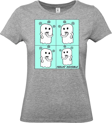 Feeling Invisibile - Comics Version (Unsichtbar fühlen) - Geist, unsichtbar, süß, Cartoon, minimalistisch, niedlich, charmant, gruselig, Gefühle, lustig, relatable, Halloween, Spuk, emotional, nachdenklich, spooky, Gespenst, süßer Geist, einzigartig, verspielt, cute, kawaii, comics - Standard T-Shirt (Women)