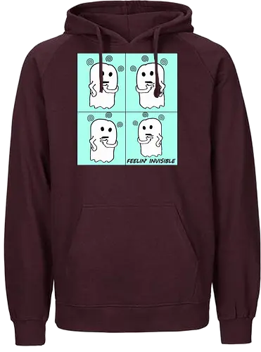 Feeling Invisibile - Comics Version (Unsichtbar fühlen) - Geist, unsichtbar, süß, Cartoon, minimalistisch, niedlich, charmant, gruselig, Gefühle, lustig, relatable, Halloween, Spuk, emotional, nachdenklich, spooky, Gespenst, süßer Geist, einzigartig, verspielt, cute, kawaii, comics - Fairtrade Hoodie