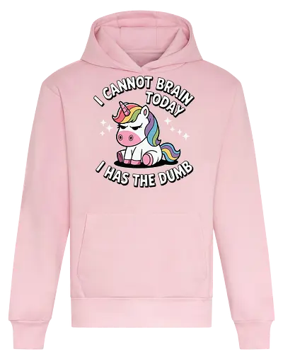 I cannot brain today, I has the dumb - stars, quote, unicorn, rainbow, humor, text, cartoon, cute, fantasy - Heavyweight Hoodie