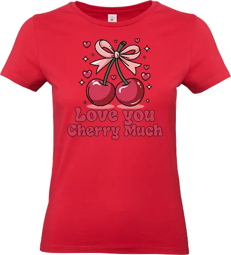 Love you Cherry Much - cherries, love, bow, hearts, stars, phrase, pink, red, playful, adornment - Standard T-Shirt (Women)