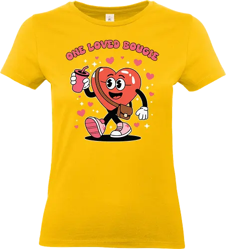 One Loved Bougie - heart, character, cartoon, drink, pink, love, walking, playful, cheerful, graphic design - Standard T-Shirt (Women)