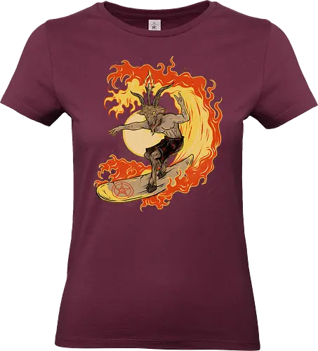 Surfing with the devil - Satan, Baphomet, Surf, Comics, Devil - Standard T-Shirt (Women)