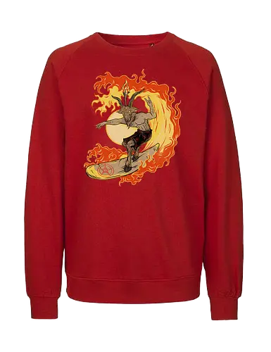 Surfing with the devil - Satan, Baphomet, Surf, Comics, Devil - Fairtrade Sweatshirt