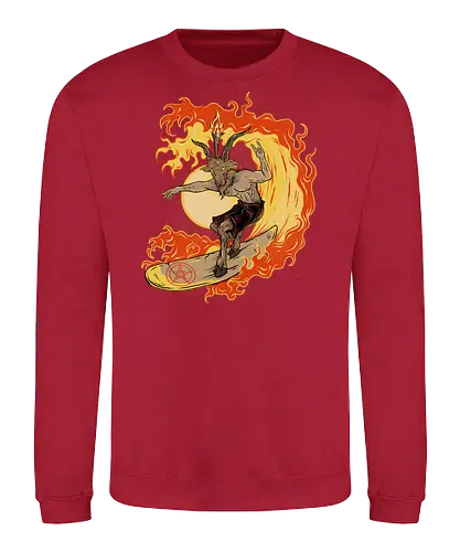Surfing with the devil - Satan, Baphomet, Surf, Comics, Devil - Sweatshirt