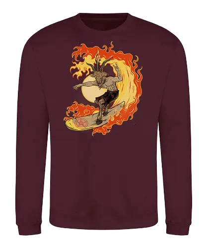 Surfing with the devil - Satan, Baphomet, Surf, Comics, Devil - Sweatshirt