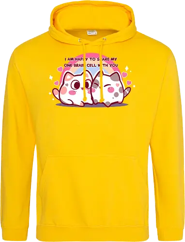 Happy to share my brain cell - couples, matching couple, kawaii, niedliche Calico, Calico-Katze, eine Gehirnzelle, Gehirnzelle, romantische Katze, Katzenpaar, passend, Paare, passendes Paar, kawaii, pastell, cute calico, calico cat, one brain cell, brain cell, romantic cat, cat couple, matching, pastel, singular brain cell, head empty cat, friendship, rainbow cats - Standard Hoodie