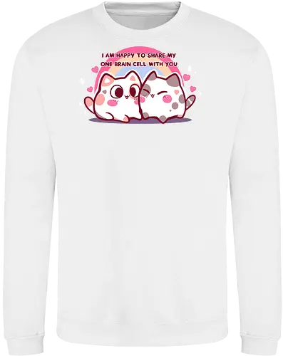 Happy to share my brain cell - couples, matching couple, kawaii, niedliche Calico, Calico-Katze, eine Gehirnzelle, Gehirnzelle, romantische Katze, Katzenpaar, passend, Paare, passendes Paar, kawaii, pastell, cute calico, calico cat, one brain cell, brain cell, romantic cat, cat couple, matching, pastel, singular brain cell, head empty cat, friendship, rainbow cats - Sweatshirt