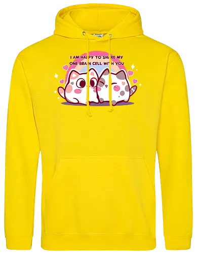 Happy to share my brain cell - couples, matching couple, kawaii, niedliche Calico, Calico-Katze, eine Gehirnzelle, Gehirnzelle, romantische Katze, Katzenpaar, passend, Paare, passendes Paar, kawaii, pastell, cute calico, calico cat, one brain cell, brain cell, romantic cat, cat couple, matching, pastel, singular brain cell, head empty cat, friendship, rainbow cats - Standard Hoodie