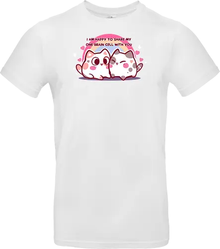 Happy to share my brain cell - couples, matching couple, kawaii, niedliche Calico, Calico-Katze, eine Gehirnzelle, Gehirnzelle, romantische Katze, Katzenpaar, passend, Paare, passendes Paar, kawaii, pastell, cute calico, calico cat, one brain cell, brain cell, romantic cat, cat couple, matching, pastel, singular brain cell, head empty cat, friendship, rainbow cats - Standard T-Shirt